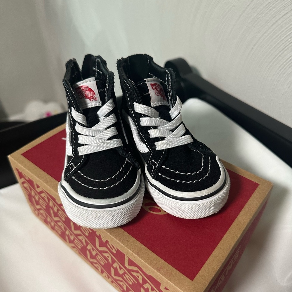 Vans Kids Black and White High-Top Sneakers